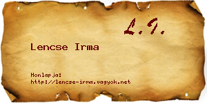 Lencse Irma névjegykártya